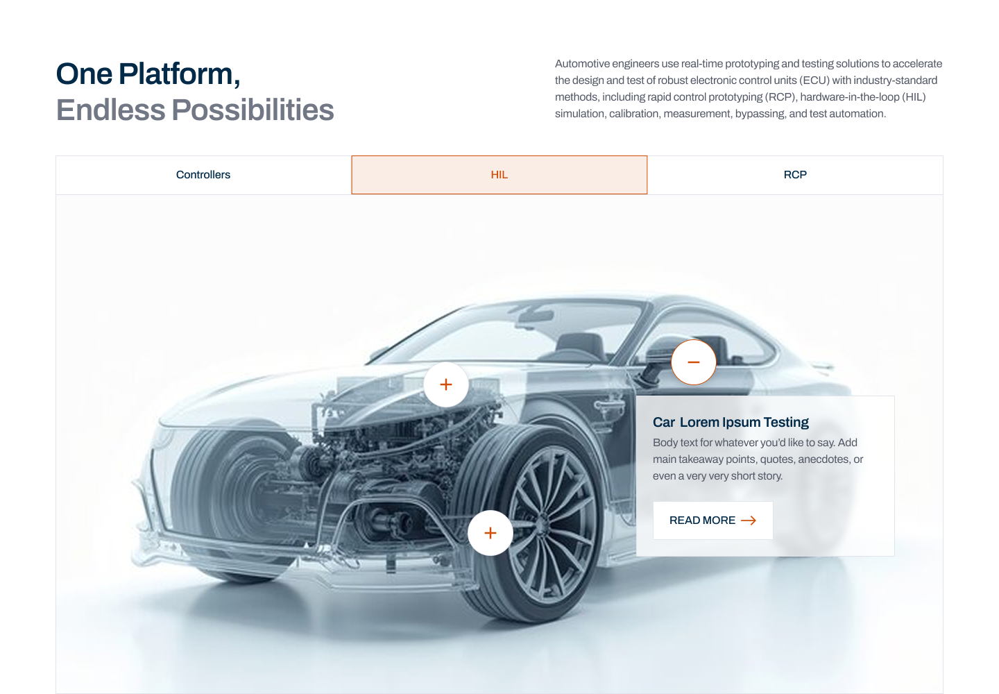 Interactive product showcase extended variant