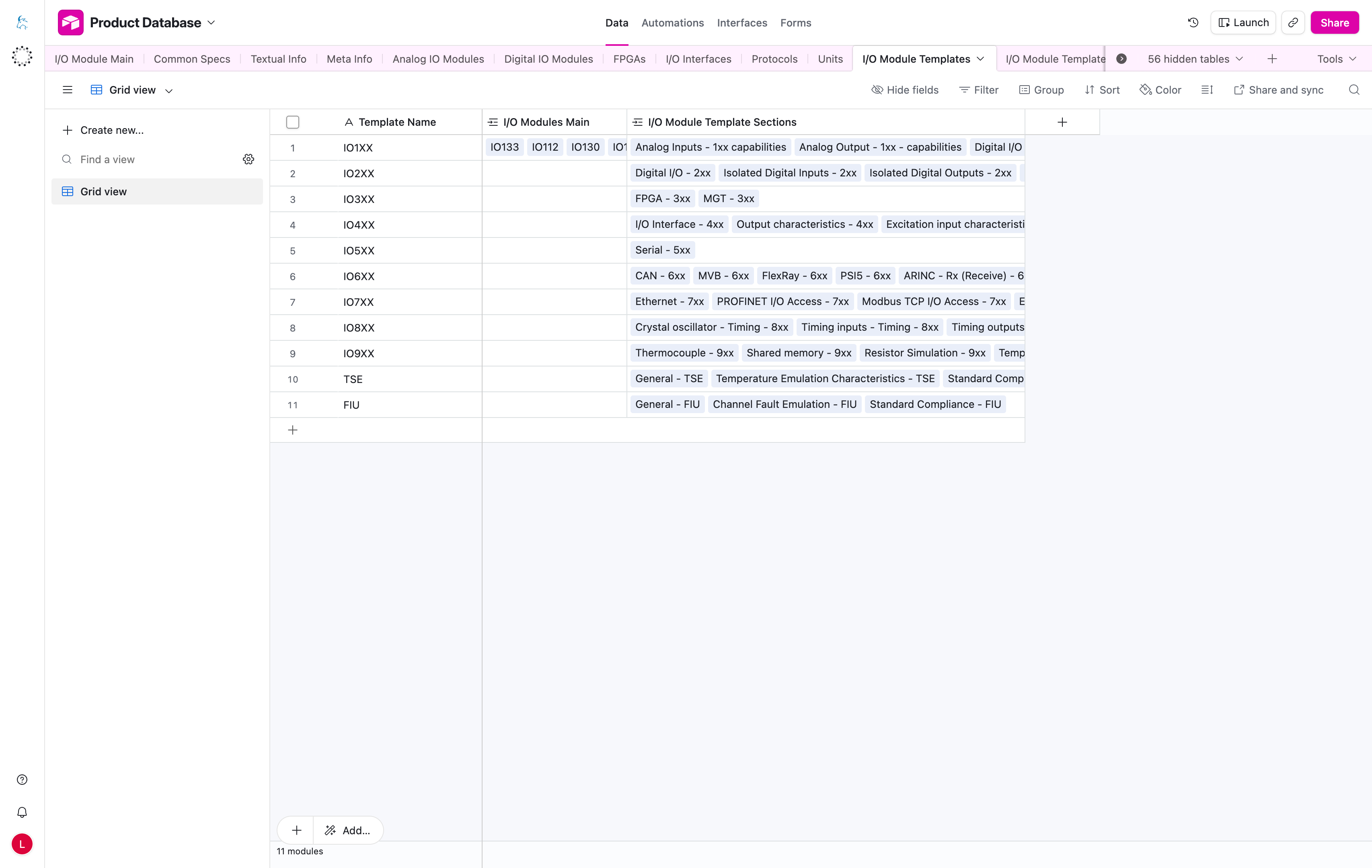 Airtable templates table